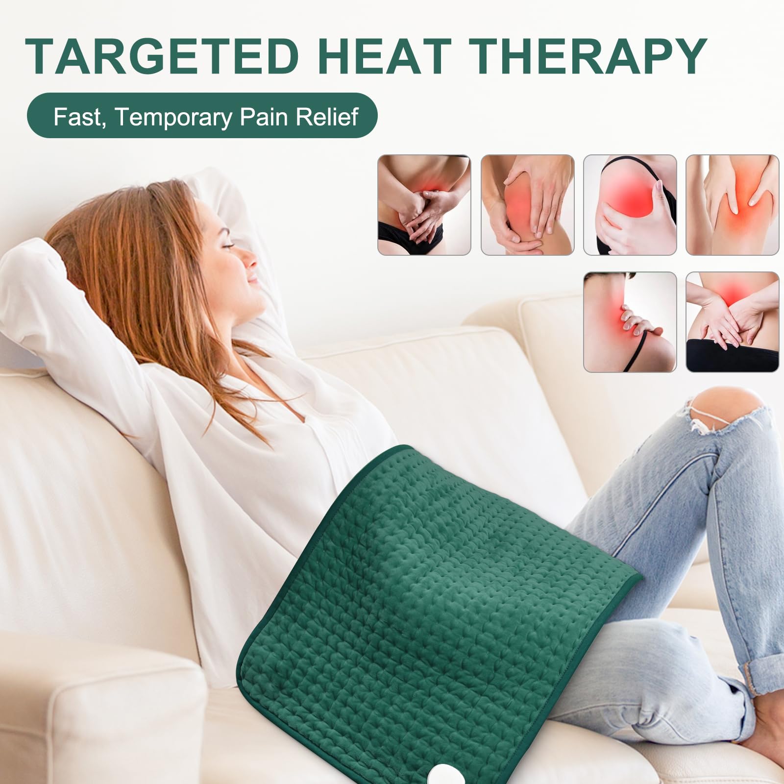 Stofiro heating pad shows the large 17x33 area for broad relief.