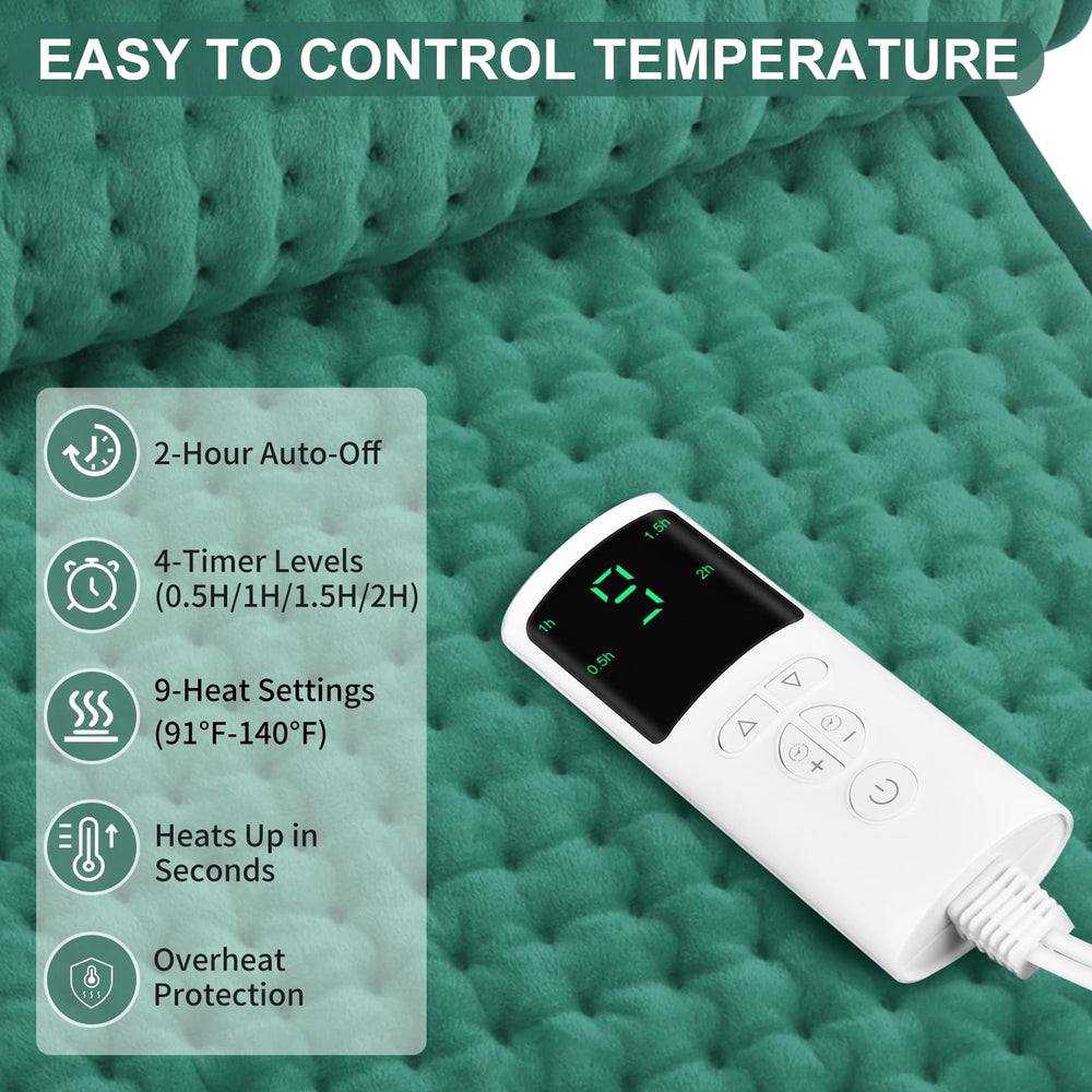 Stofiro heating pad with a digital backlit display for easy control.
