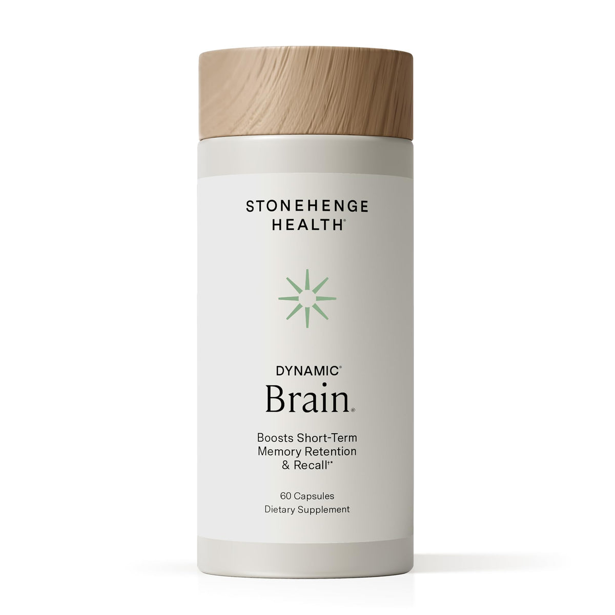 Stonehenge Health Dynamic Brain bottle front showing packaging and 60 capsules for memory support