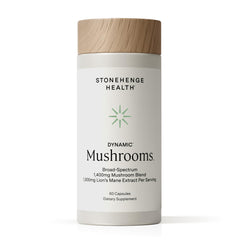 Stonehenge Health Dynamic Mushrooms bottle for daily immune support and cognitive wellness