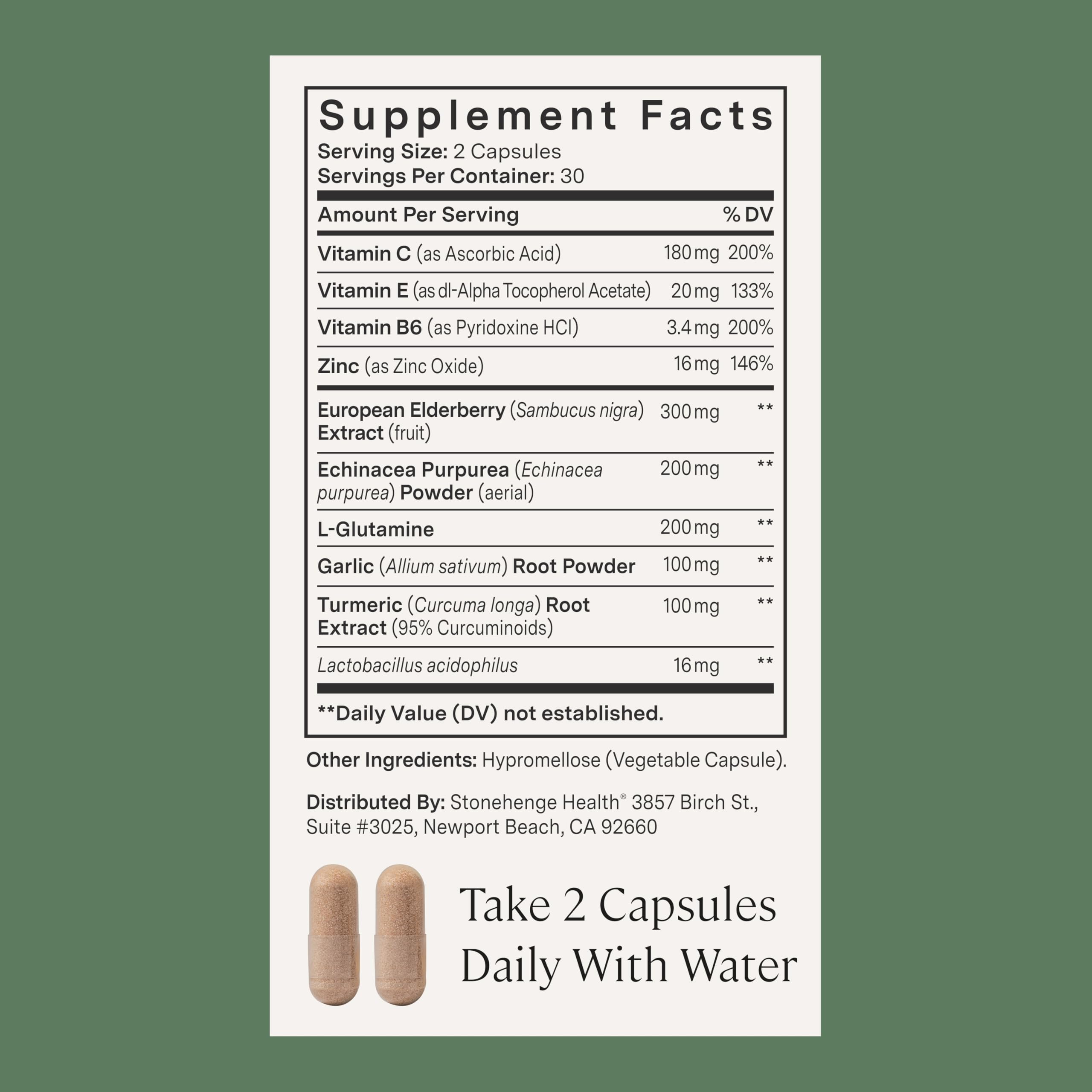 Stonehenge Health Dynamic Immunity probiotic capsule supports gut microbiome balance.