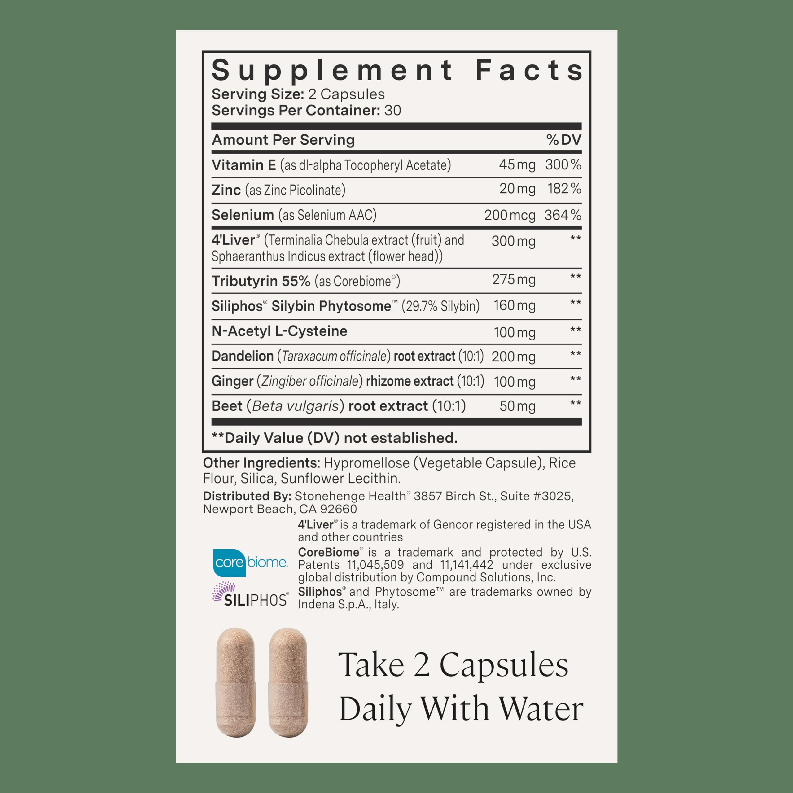 Dynamic Liver bottle label highlighting Siliphos milk thistle ingredient