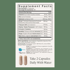 Dynamic Liver bottle label highlighting Siliphos milk thistle ingredient
