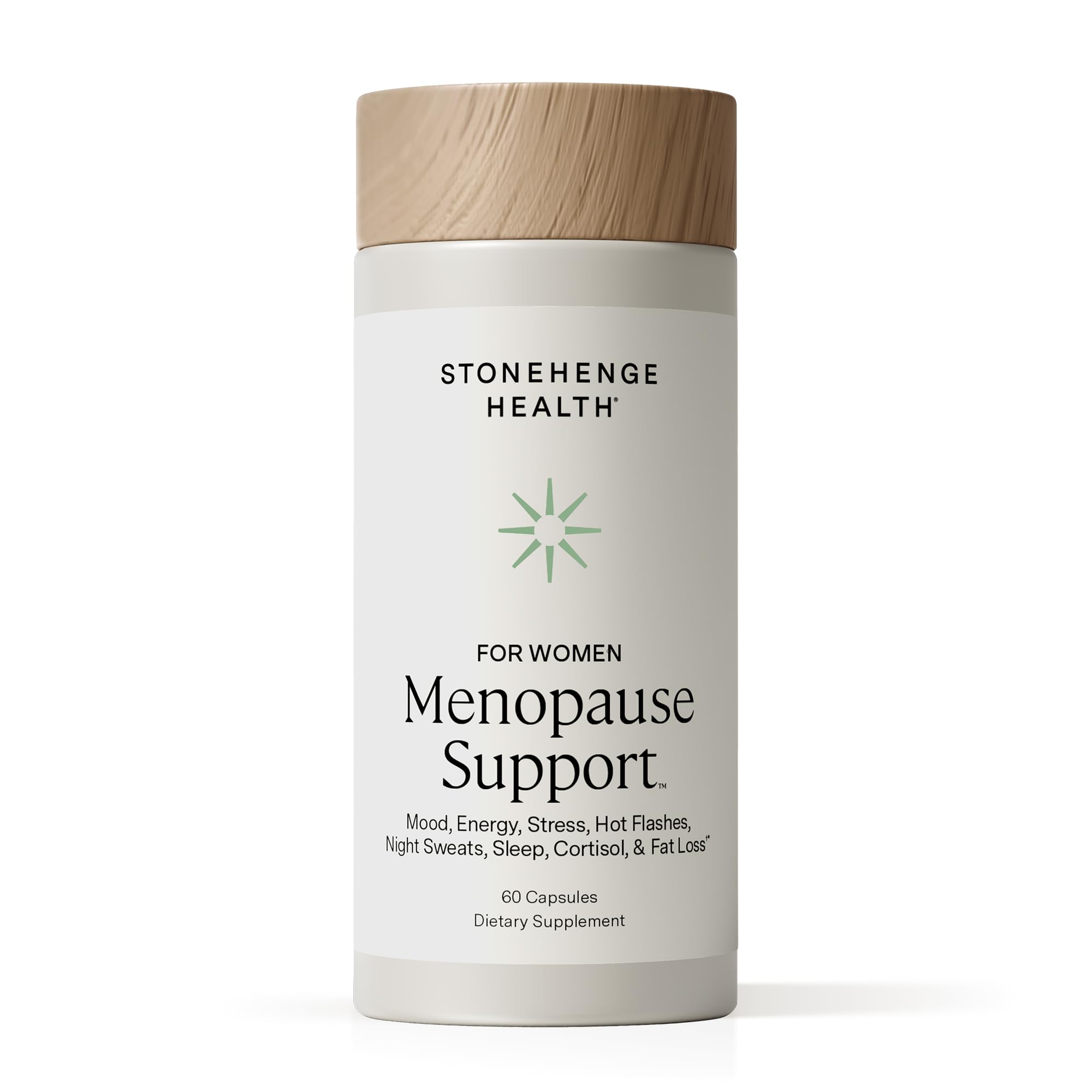 Stonehenge Health menopause support bottle front for daily mood and energy.