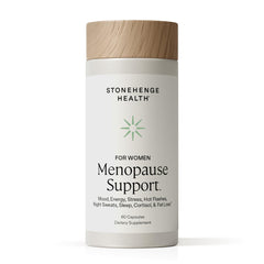 Stonehenge Health menopause support bottle front for daily mood and energy.