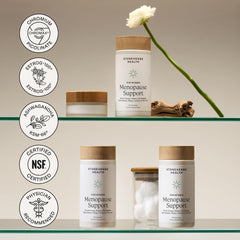 Stonehenge Health menopause support pack-shot on table.