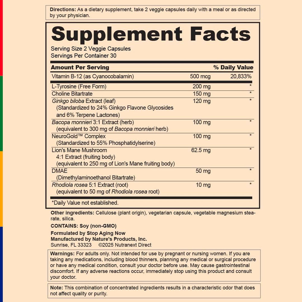 Stop Aging Now Bacopa monnieri extract bottle scene suggesting traditional focus support