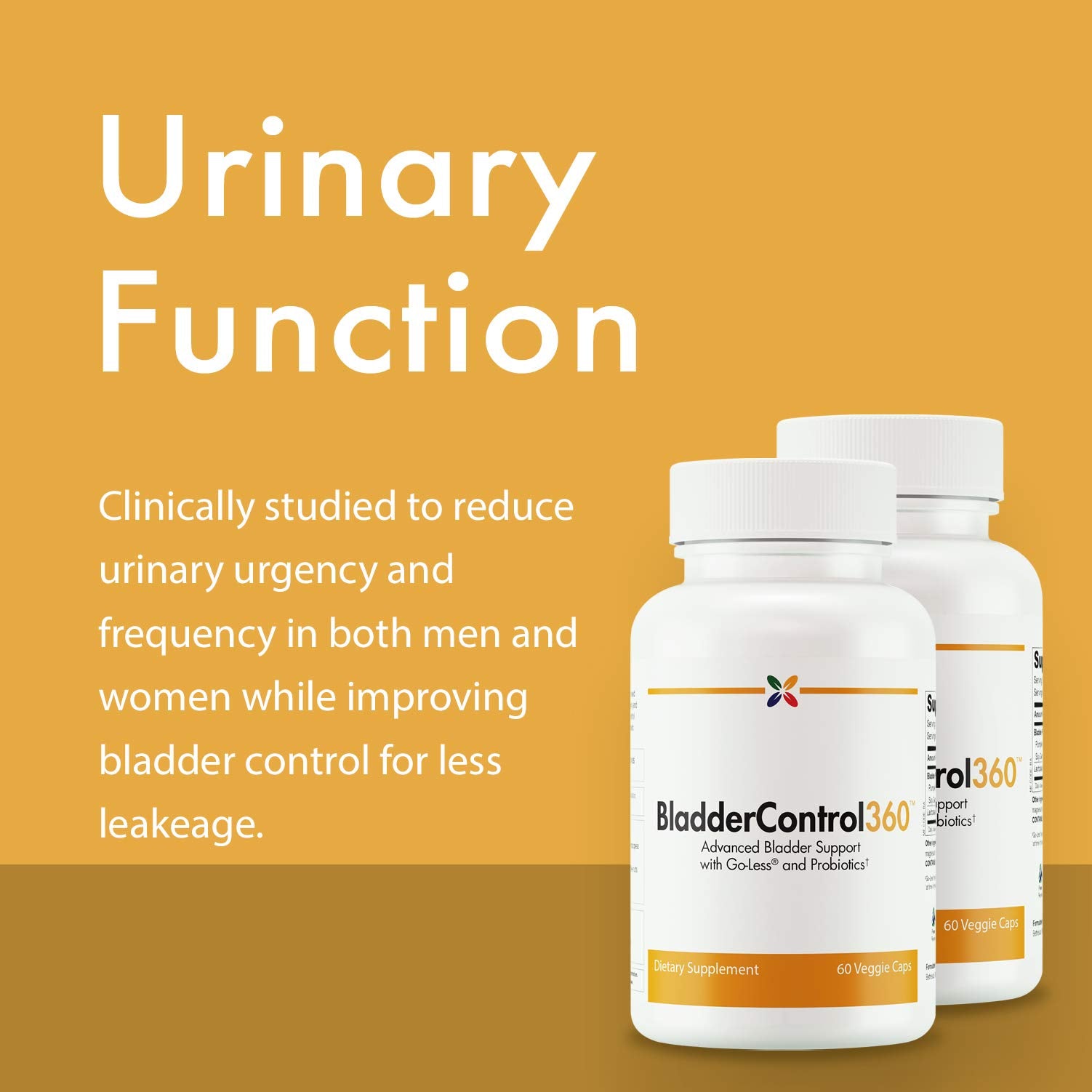 Stop Aging Now BladderControl360 capsules close-up ideal for easy daily intake.
