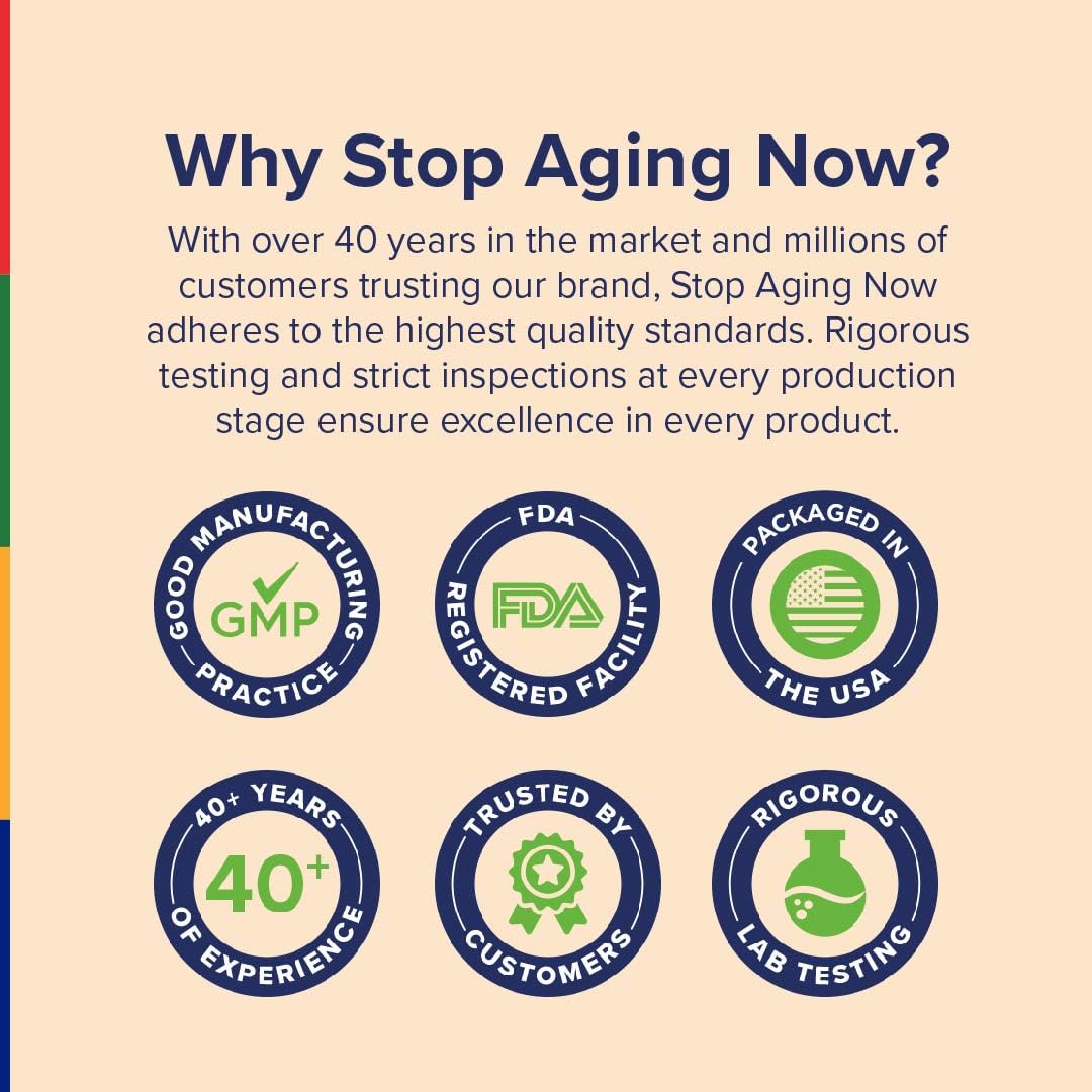 Stop Aging Now CoQ10 softgels pour showing easy dosing.