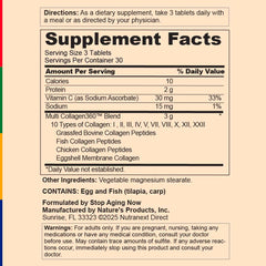Stop Aging Now multi collagen tablets with glass of water for easy swallowing