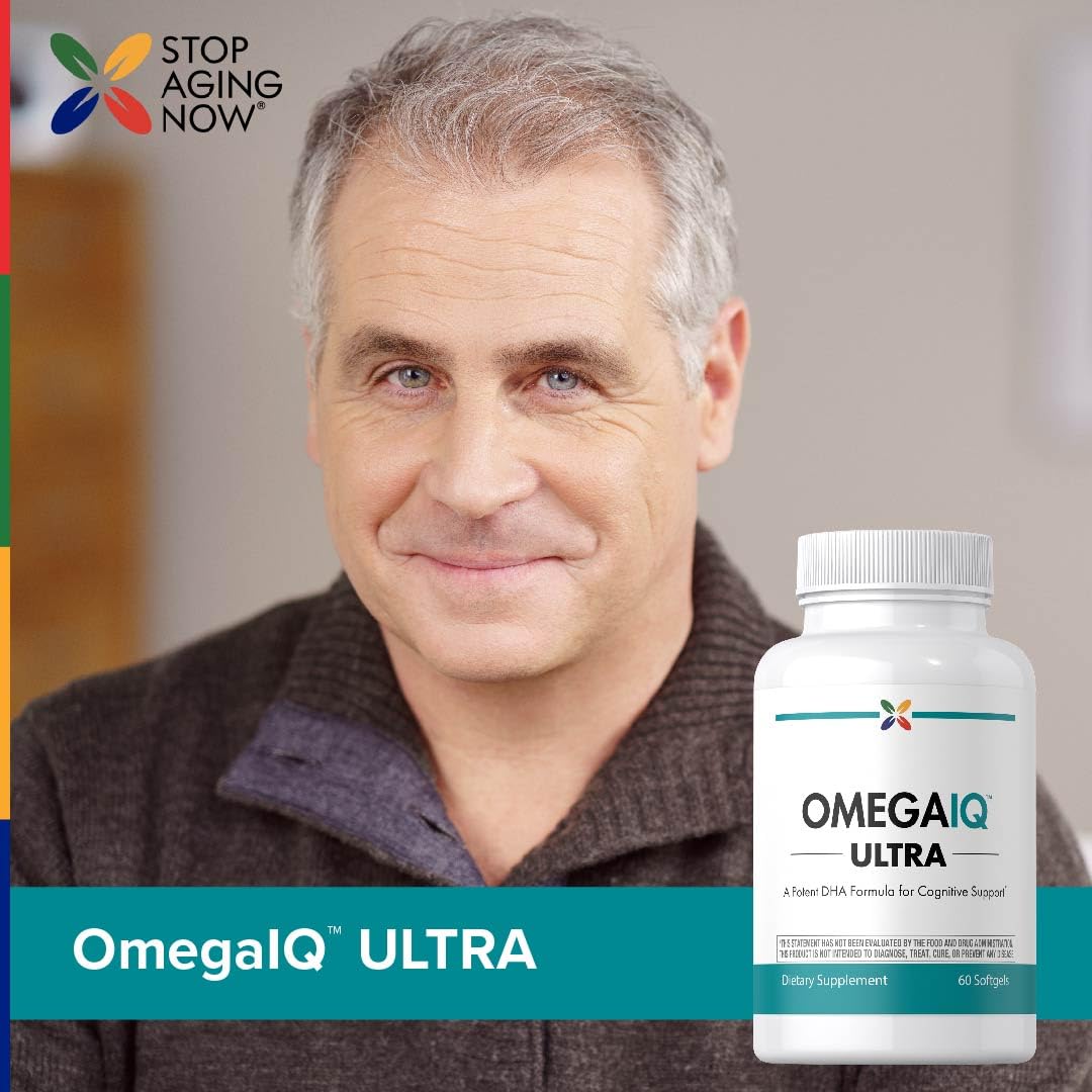 Stop Aging Now Omega-3 bottle image emphasizing purified oil appearance