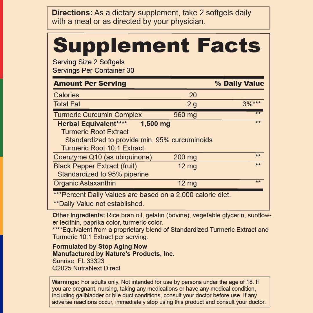 Stop Aging Now organic astaxanthin softgels with vibrant orange capsules for antioxidant routine.