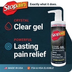 Stopain Made in USA label on tube emphasizes trusted quality.