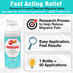 Stopain Migraine Gel Pump cap open shows ready-to-use relief for quick use.