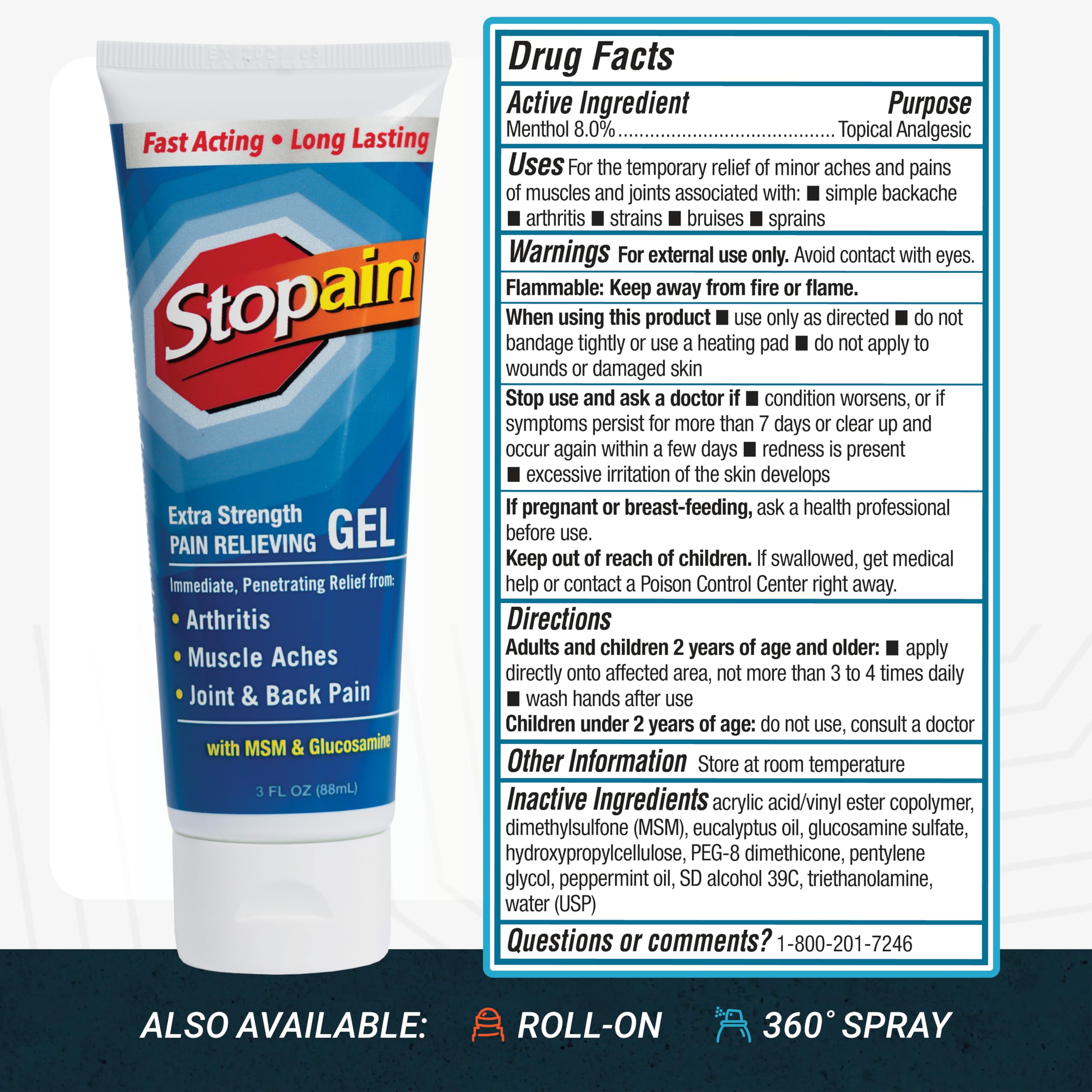 Stopain Pain Relief Gel menthol provides a refreshing cooling sensation.