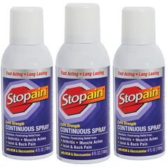 Stopain Pain Relief Spray bottle front view, USA-made formula ready for fast joint relief.