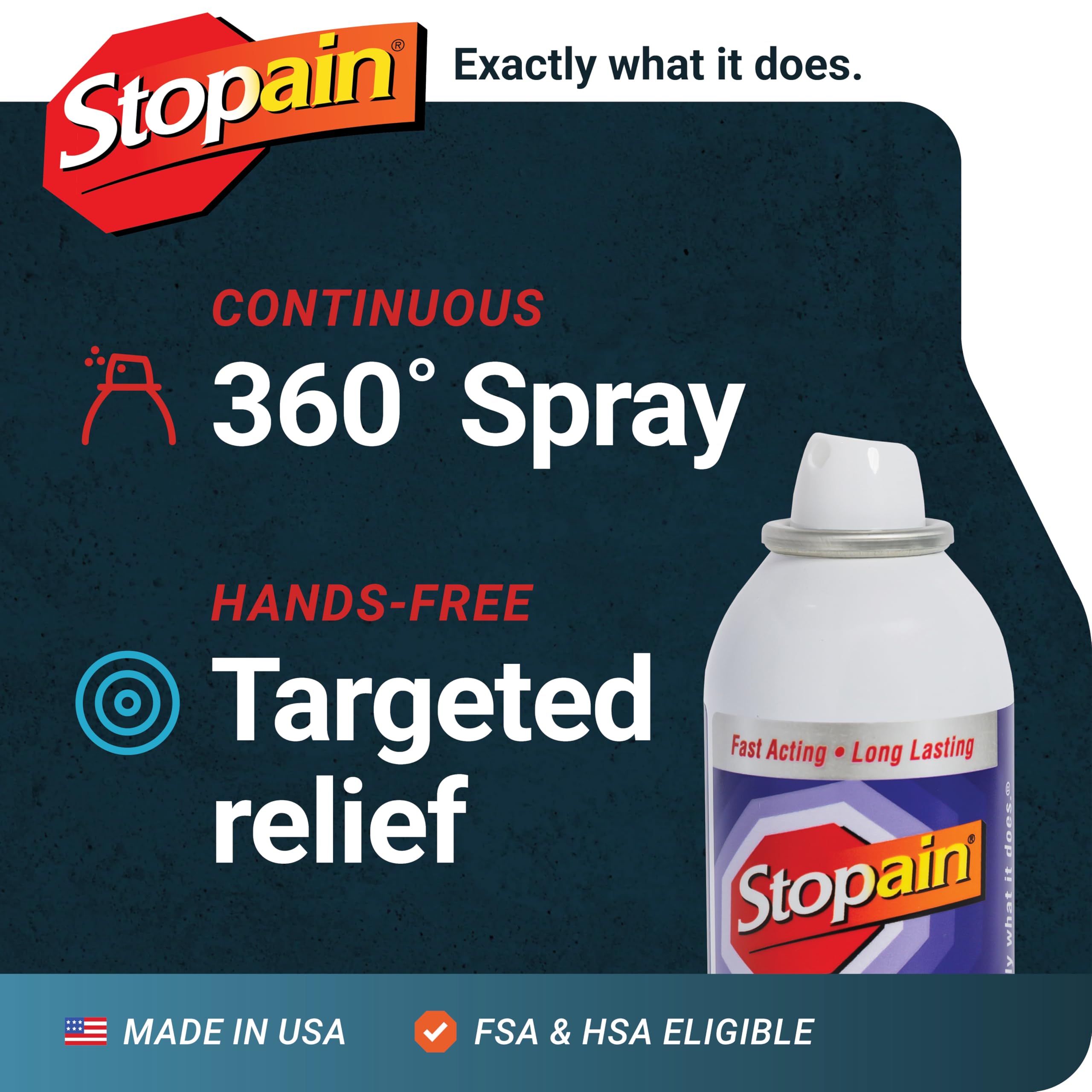 Stopain Pain Relief Spray three-pack packaging highlighting value and quality.