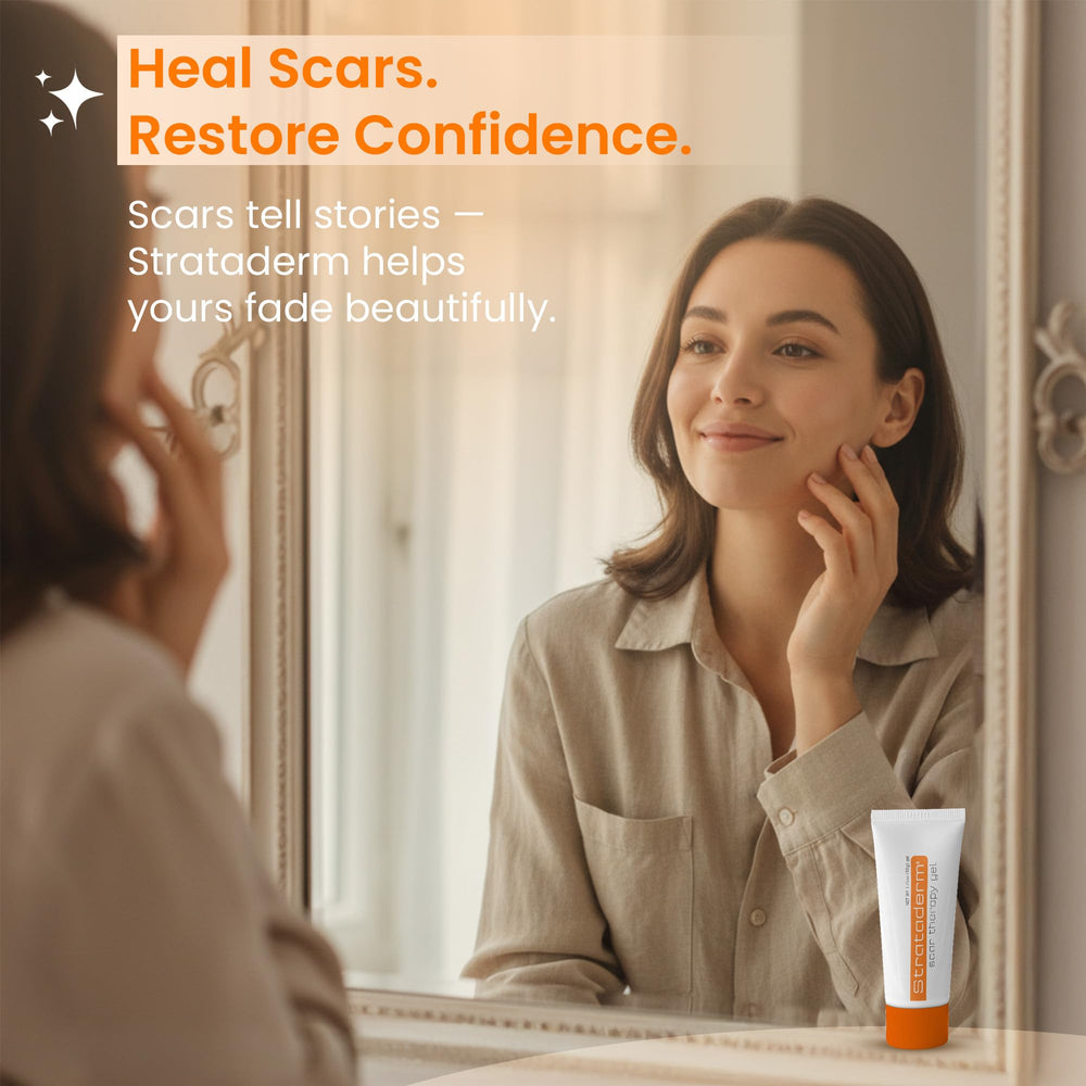 Strataderm old scar closeup showing potential improvement over time.
