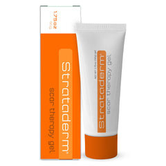 Strataderm professional scar gel tube for precise, easy scar care using silicone formula.