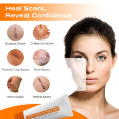 Strataderm scar gel application thin layer demonstrates gentle daily treatment.