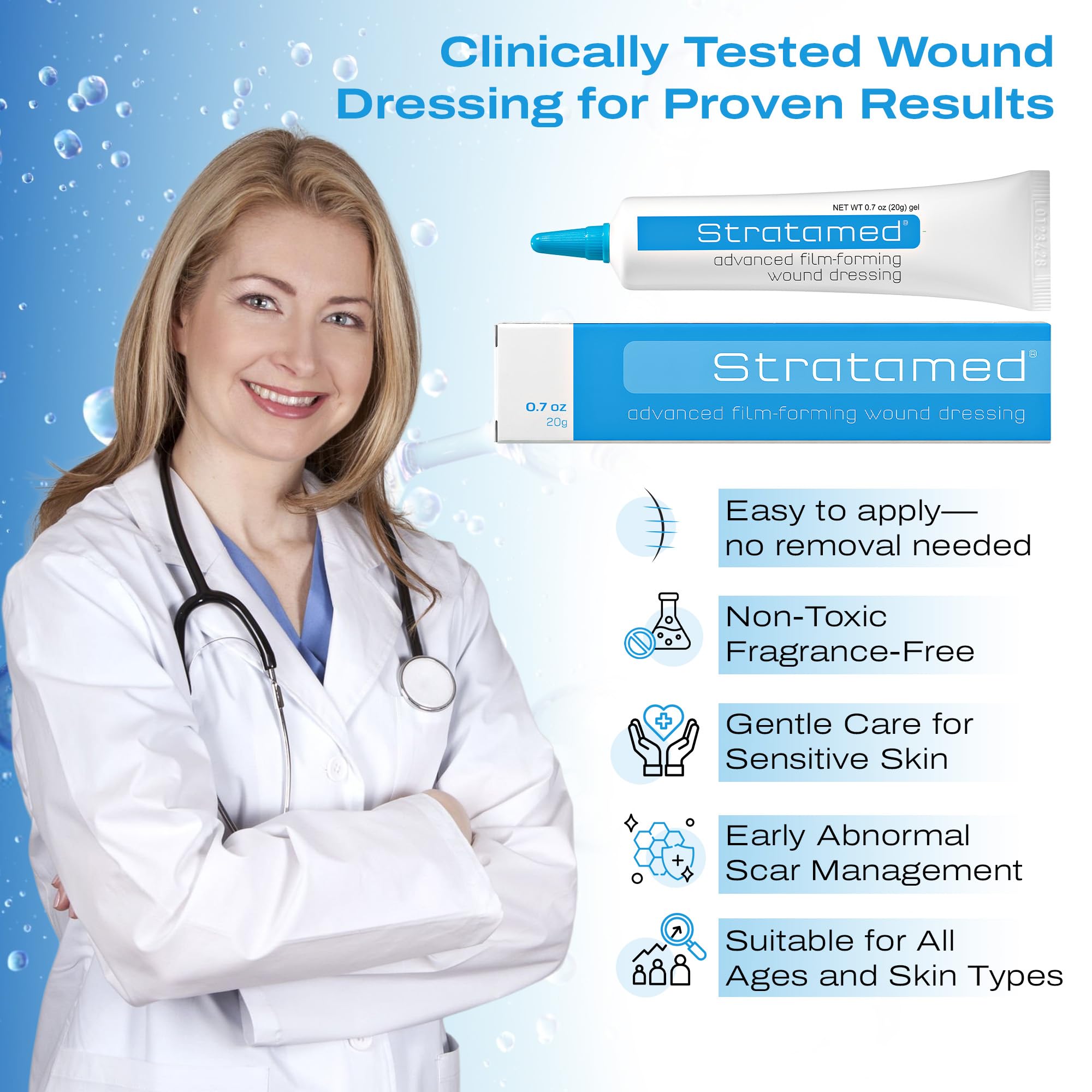 Stratamed works with secondary dressings and casts