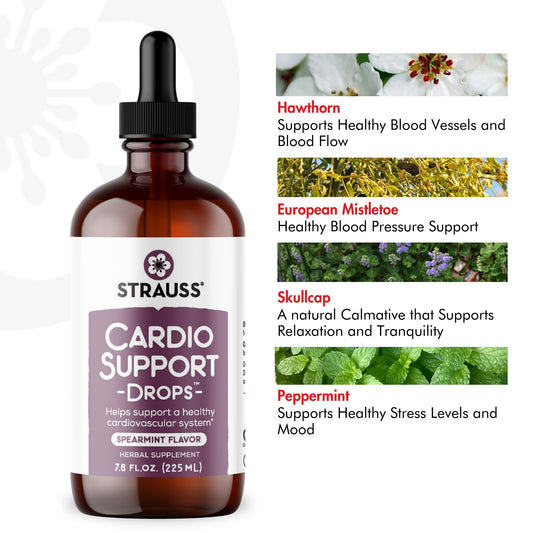 Strauss Heartdrops Cardio Support bottle cap close-up ensuring secure daily use.