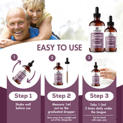 Strauss Heartdrops Cardio Support bottle pour showing easy-dose flow for daily routines.
