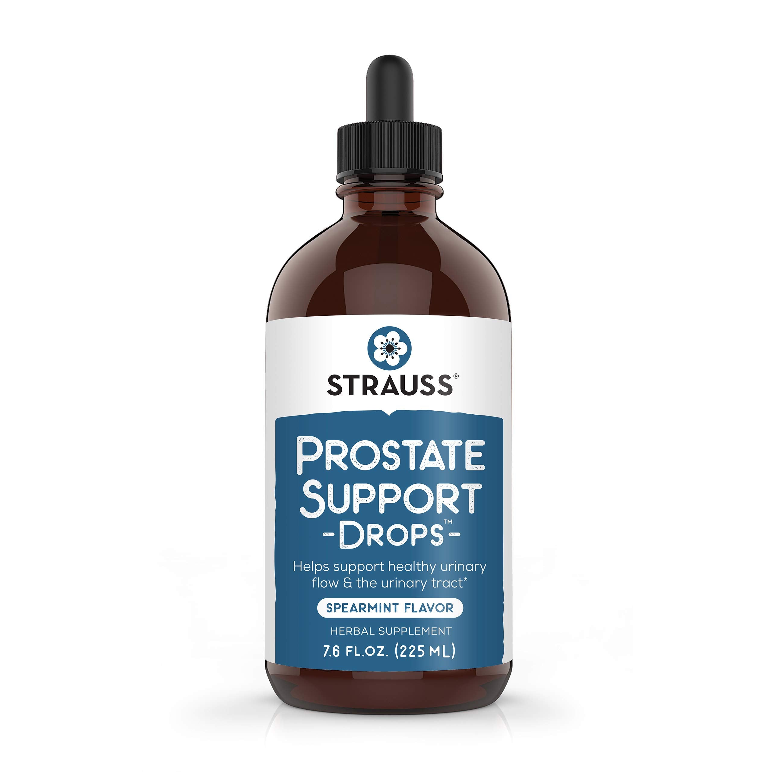 Strauss Naturals Prostate Support Drops bottle with dropper for precise dosing.