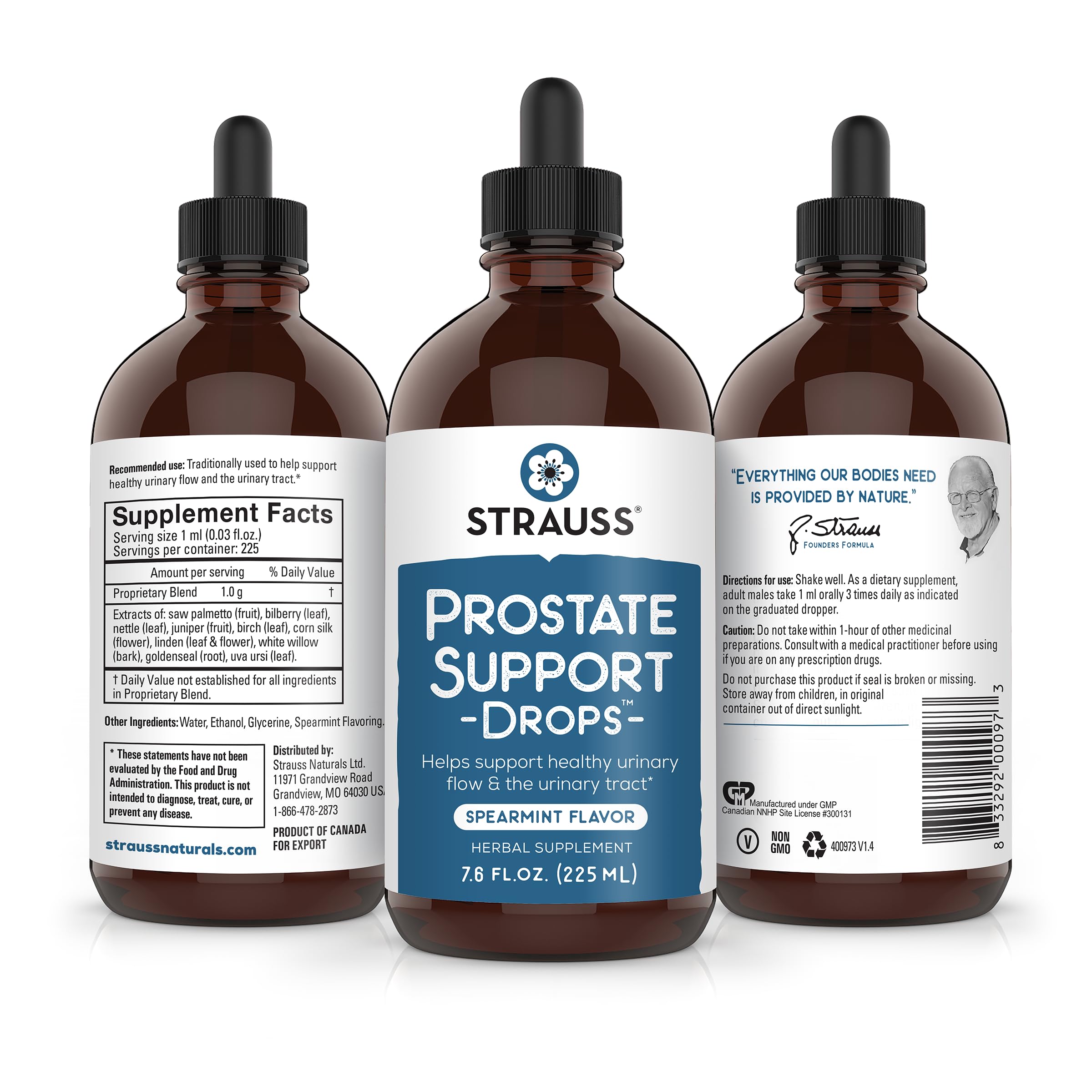 Label highlights Saw Palmetto and other herbal ingredients for urinary support.