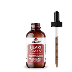 Strauss Naturals Heart Drops garlic bottle pour shows natural blend for daily heart health support