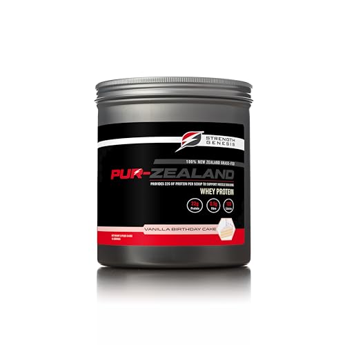 Strength Genesis Pur Zealander Whey Vanilla shaker-mix demonstrates quick post-workout preparation.