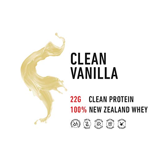Strength Genesis Pur Zealander Whey Vanilla tub closeup showcases natural Stevia sweetness.