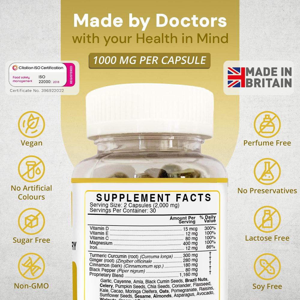 Open capsule powder into smoothie to show easy intake with Strength & Spices