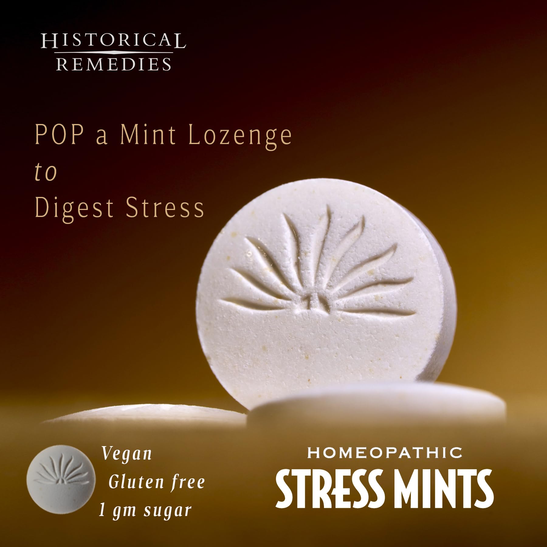 Stress Mints organic peppermint lozenges for a refreshing ritual and gentle relief.