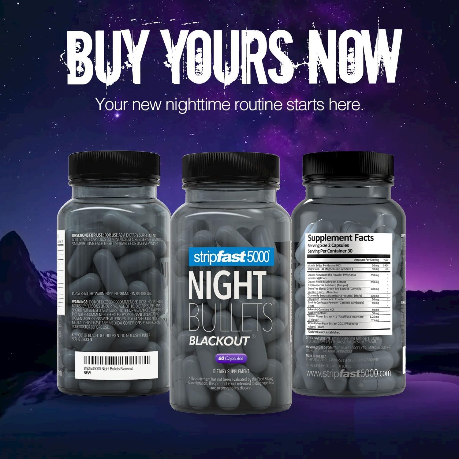 Nighttime use scene with Stripfast5000 Night Bullets before bed