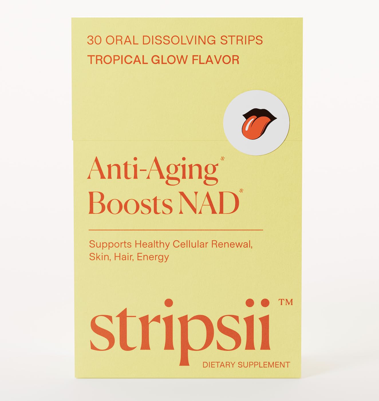 Stripsii collagen strip melts on tongue for rapid absorption.