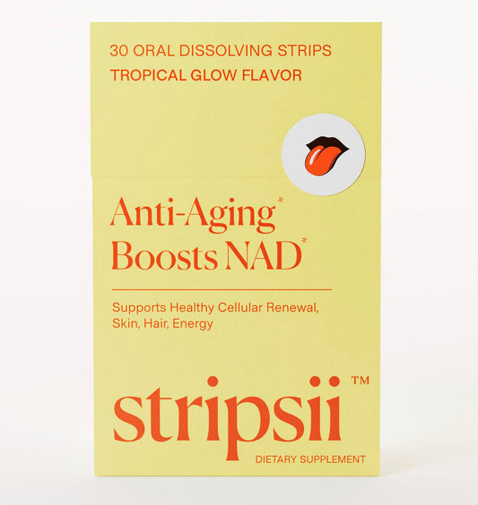 Stripsii collagen strip melts on tongue for rapid absorption.