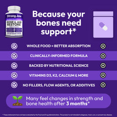 Strong Jaw 180-capsule count offers long-lasting bone nutrition supply.