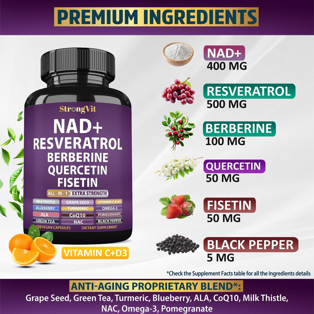 StrongVit berberine-quercetin capsules highlighting a potent antioxidant blend for daily resilience