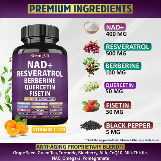 StrongVit berberine-quercetin capsules highlighting a potent antioxidant blend for daily resilience