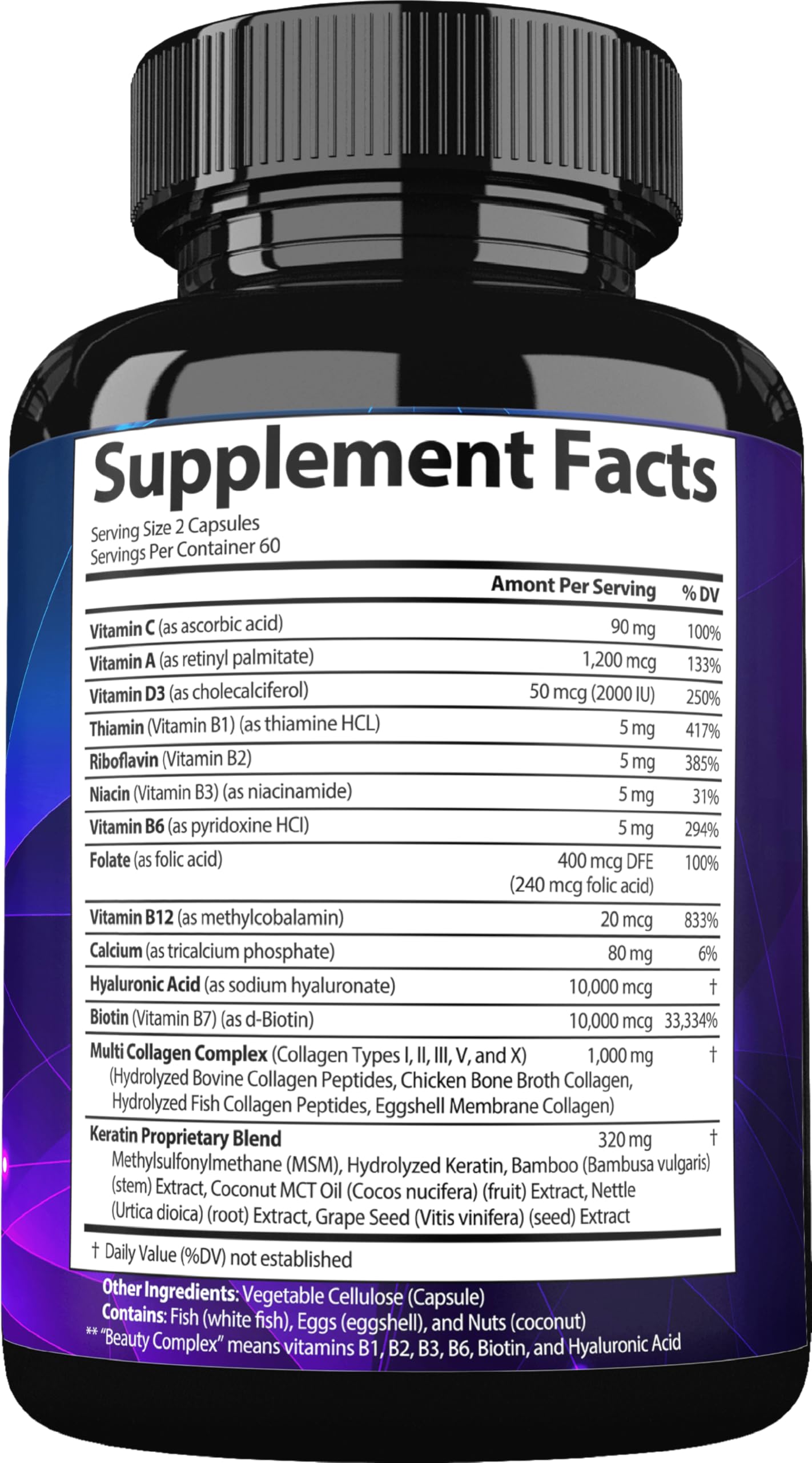 StrongVit daily dose of two capsules beside a glass of water.