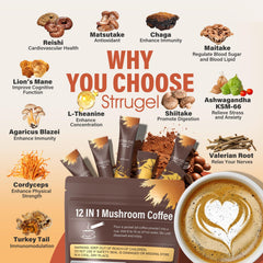 Ashwagandha and L-Theanine blend with Strrugel Coffee for calm focus.