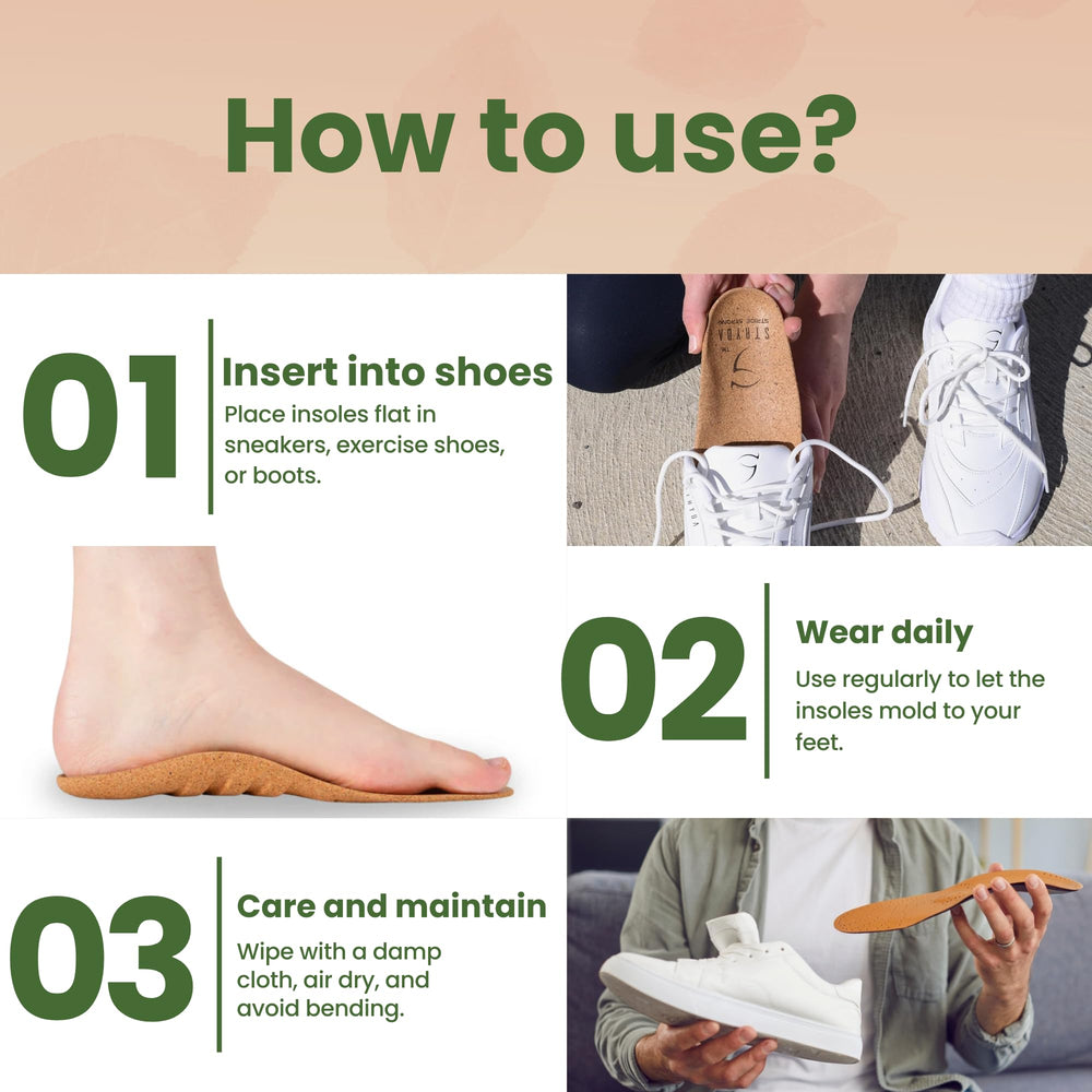 STRYDA odorless hygienic cork material keeps feet dry and comfortable.