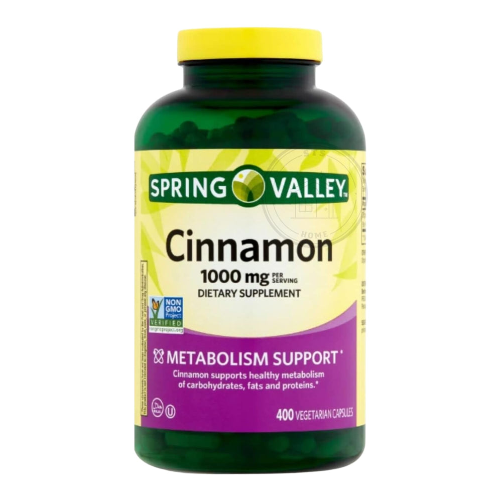 STS Home Cinnamon bottle label close-up highlighting dosage and ingredient details