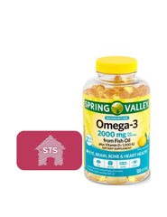 STS Home Spring Valley Omega-3 bottle with lemon flavor for daily heart support.
