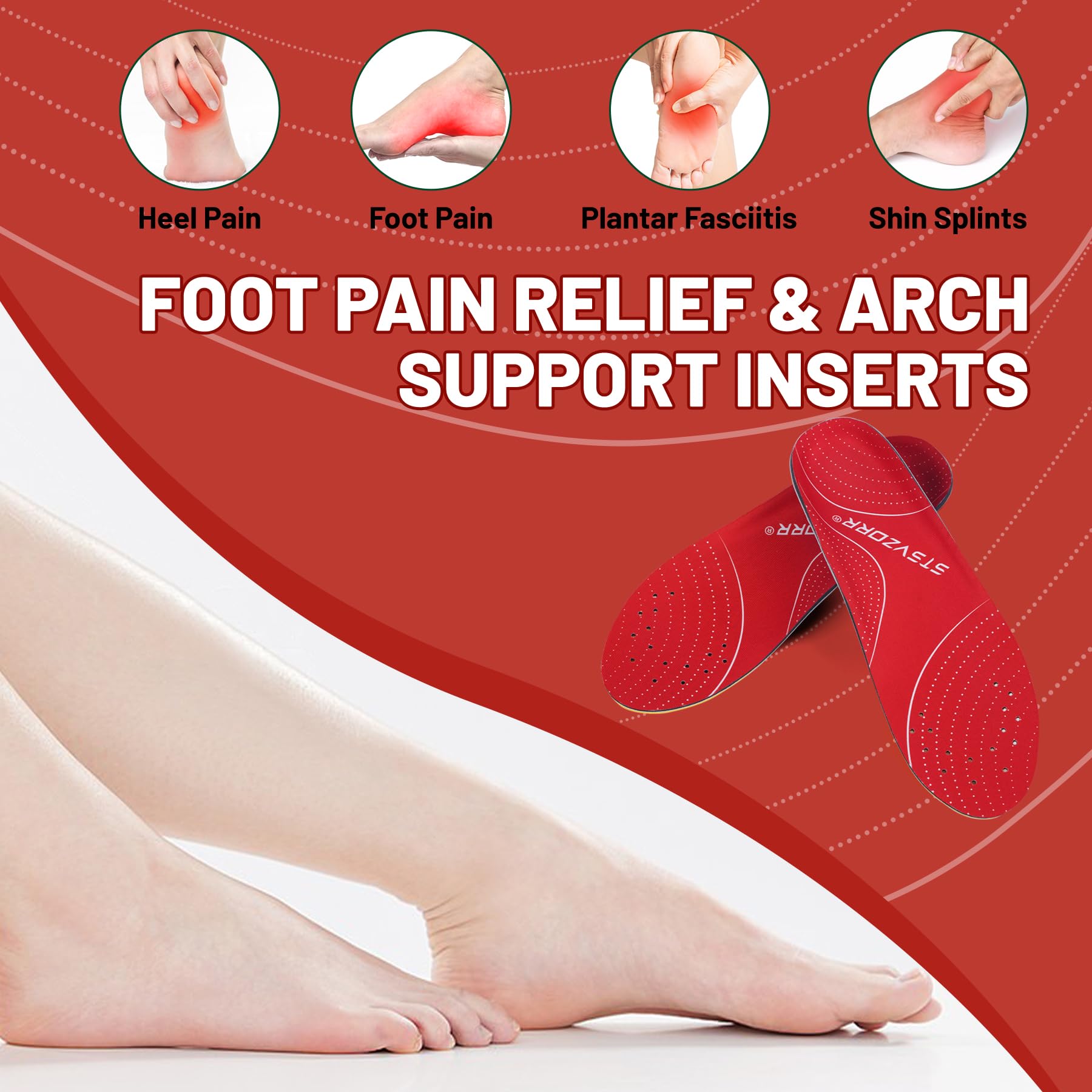 STSVZORR deep heel cup promotes stable footing and reduced fatigue.