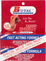 Sublingual B Total Twin Pack bottle front view with berry flavor for caffeine-free energy option.