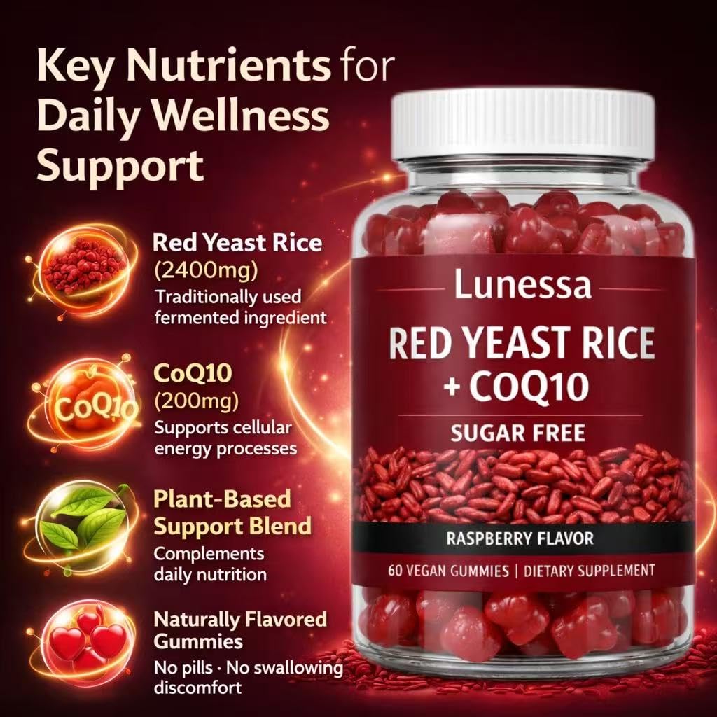 SUBMETIC Lunessa Red Yeast Rice with CoQ10 bottle emphasizes balance and everyday vitality.