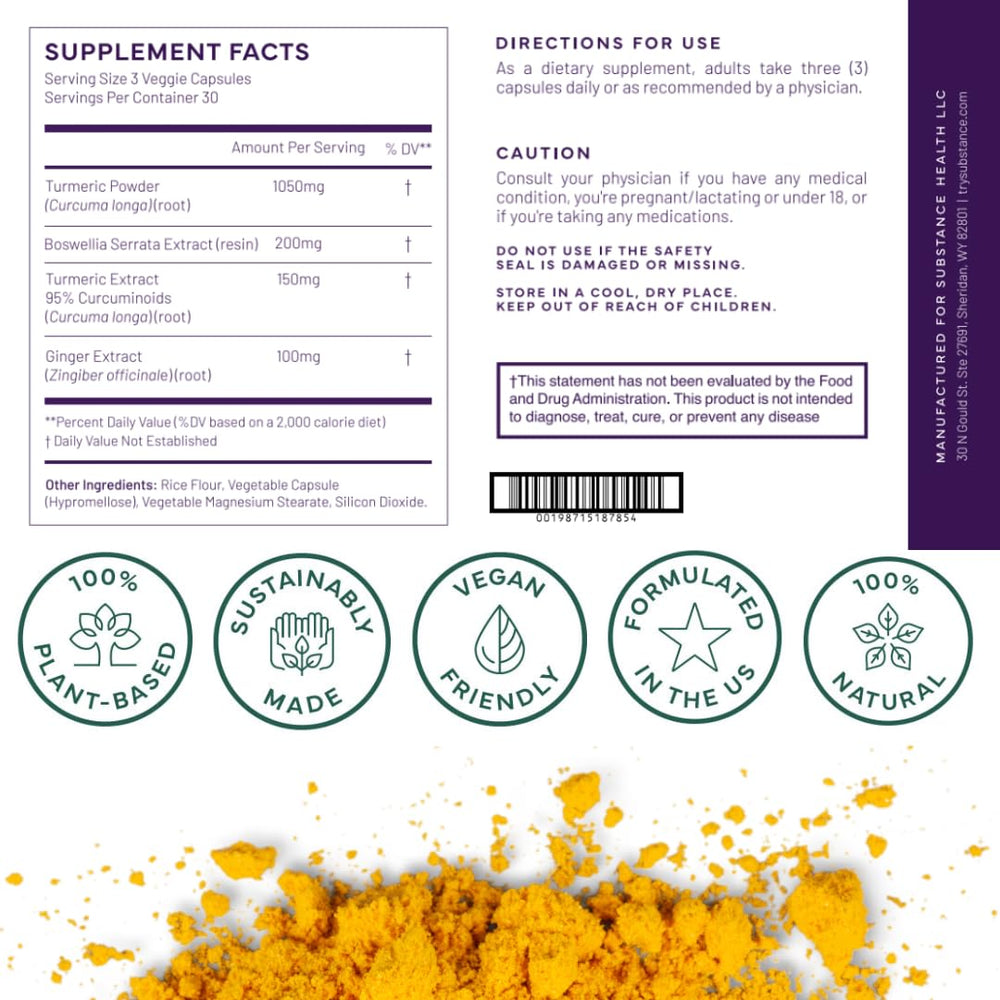 SUBSTANCE Nature's Relief capsules demonstrate convenient daily supplementation for ongoing support.