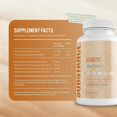 SUBSTANCE Turmeric Ginger capsules displaying traditional blend for daily vitality.